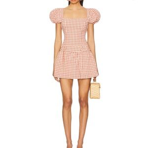 For Love And Lemons Georgia Gingham mini shirt dress NWT